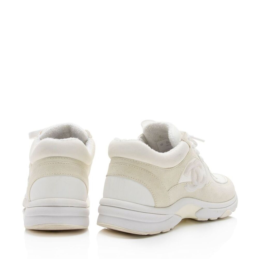 Chanel Suede Calfskin CC Sneakers - Size 7.5 / 37.5 - Picture 3 of 8